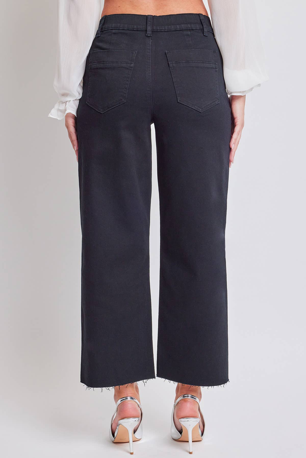 Junior Cropped High-Rise Wide Leg Trouser Pants