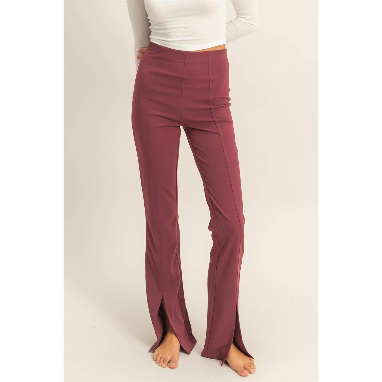 High-Waist Pintuck Flared Pants
