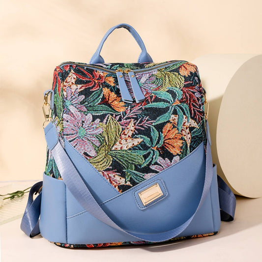 Oxford Cloth Printed Backpack Zipper Closure Lightweight