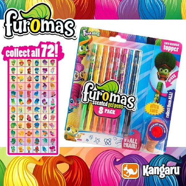 Furomas Scented 8pack Gel Pens with Character Pen Topper