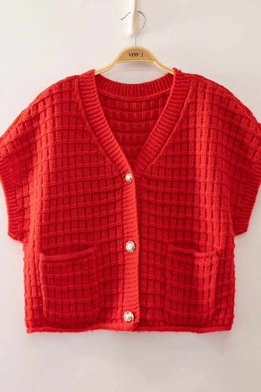 Waffle Texture Crop Cardigan (Multiple Colors)