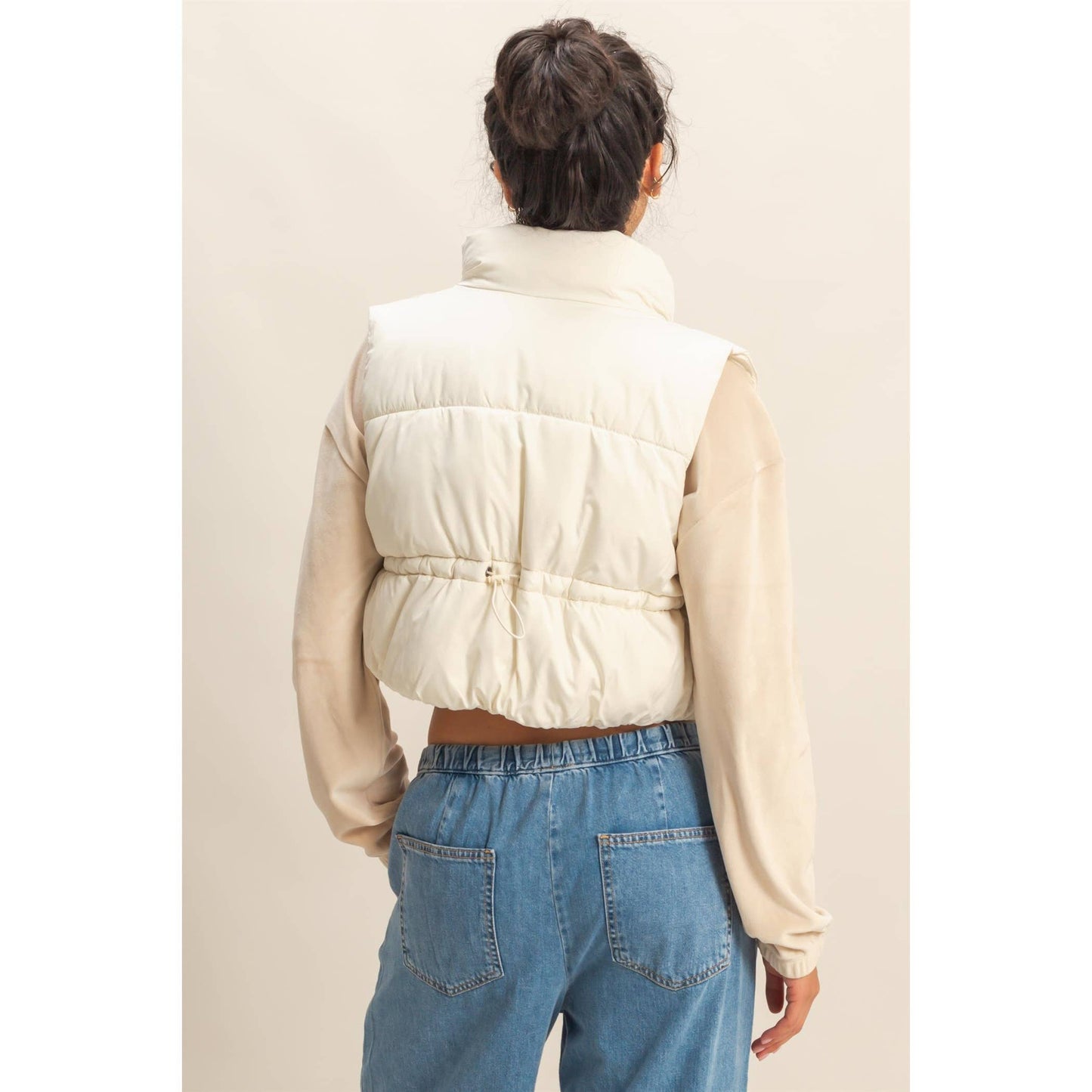 Cropped Puffer Vest ~ Cream