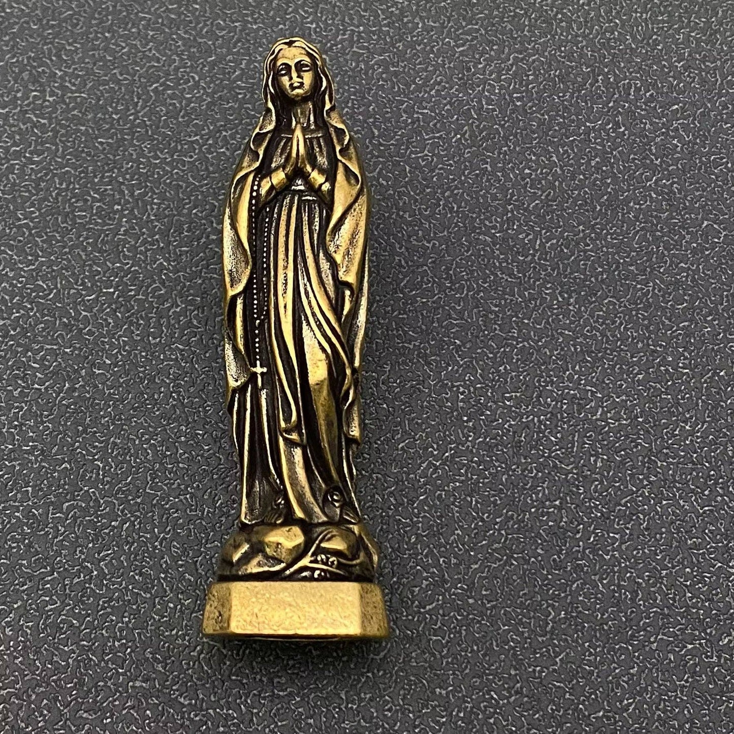Small Brass Virgin Mary Statue Desktop Ornaments Decoration