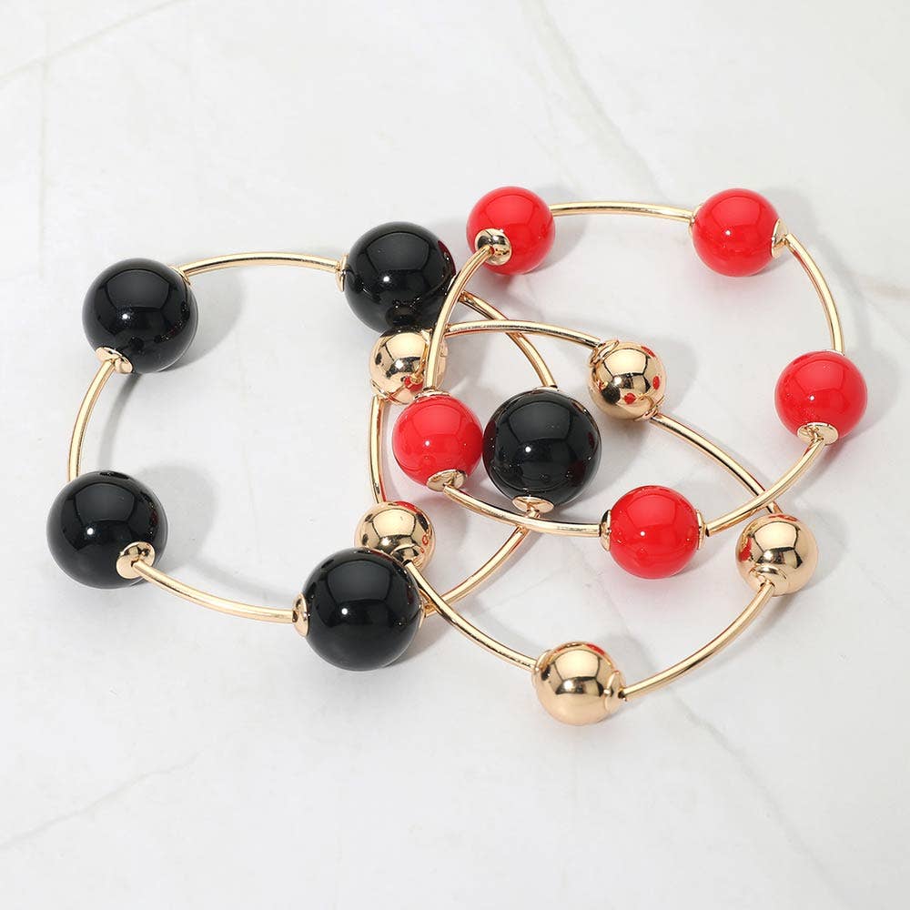3PCS - Bold Bubble Beaded Stretch Multi Layered Bracelets