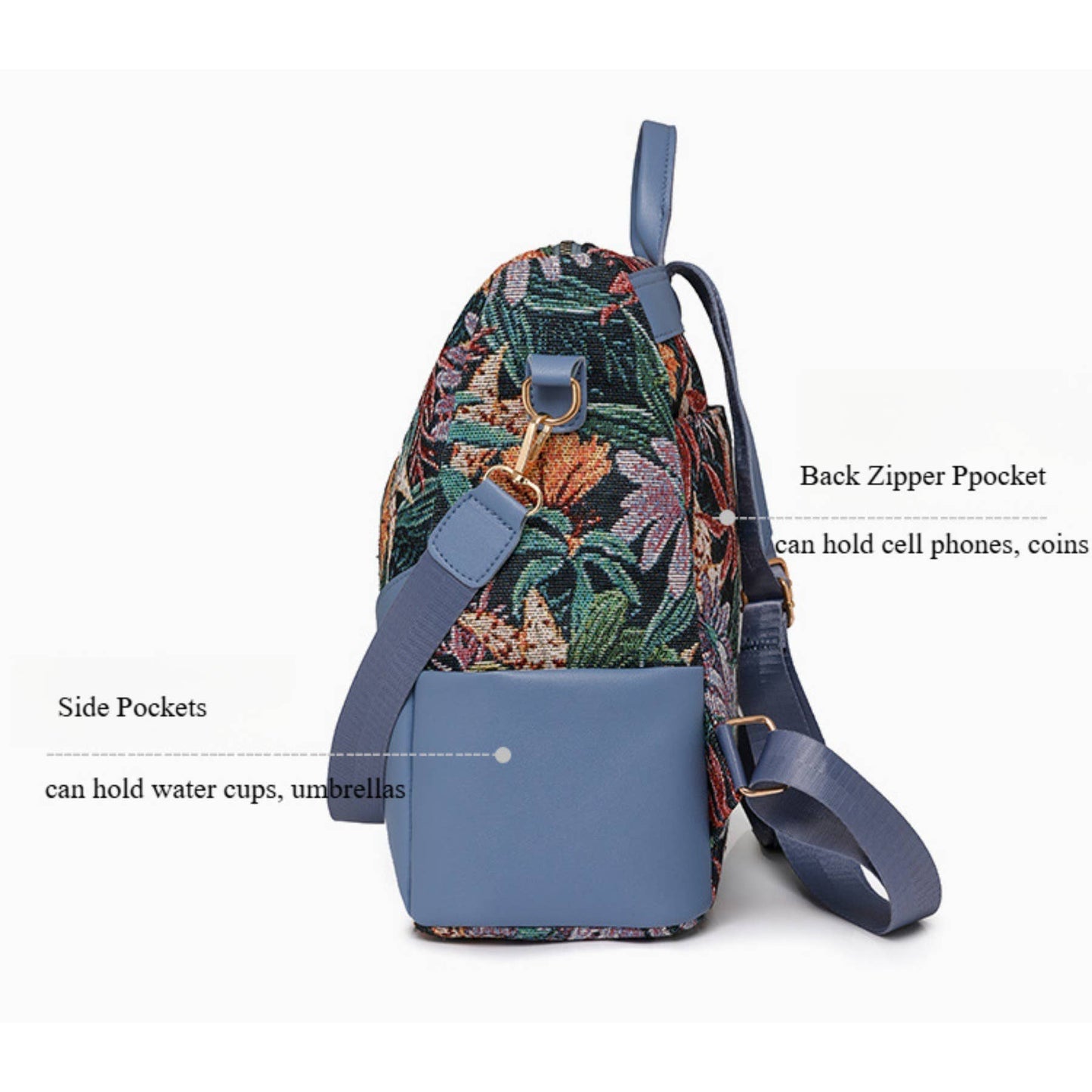 Oxford Cloth Printed Backpack Zipper Closure Lightweight