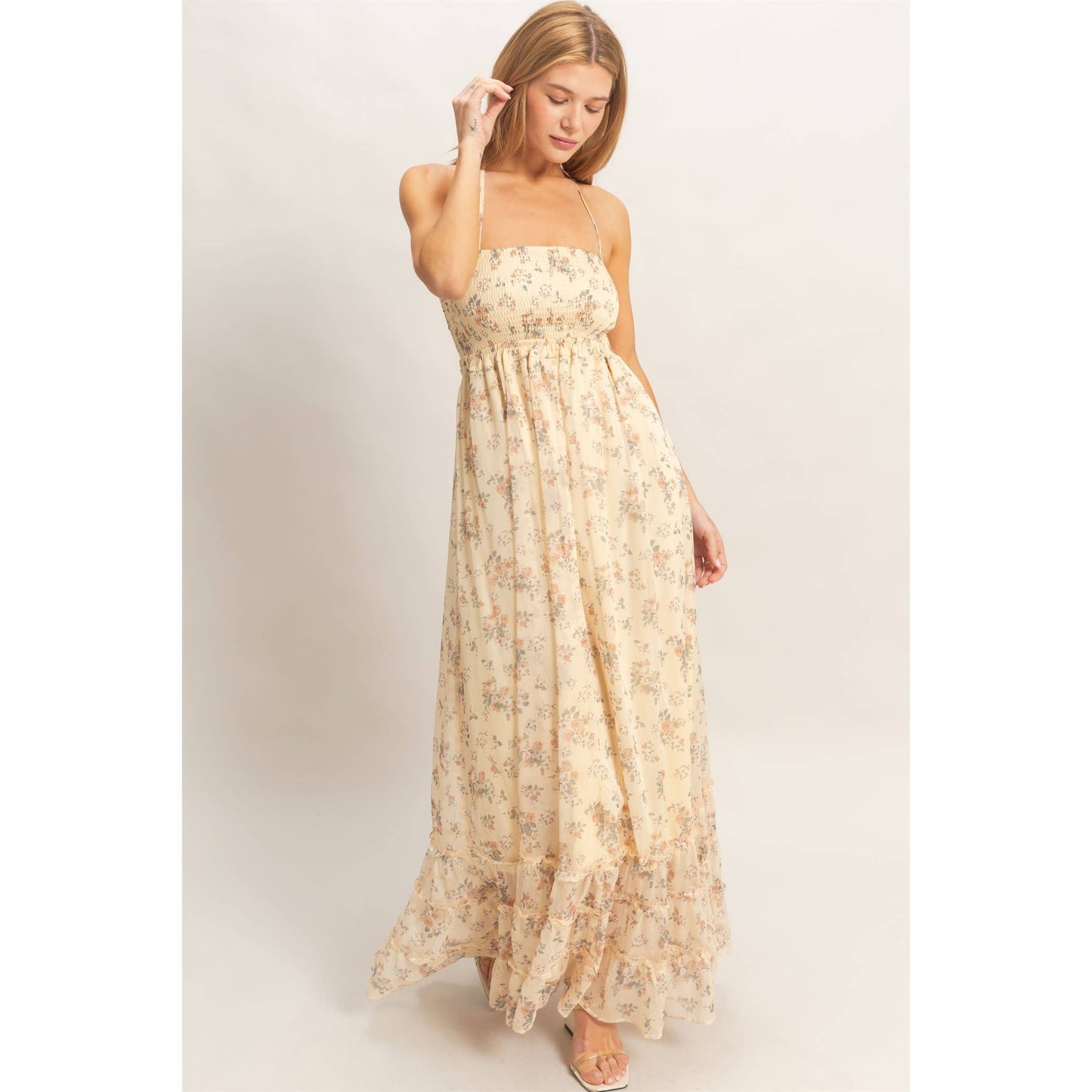 Smocked Floral Maxi Dress