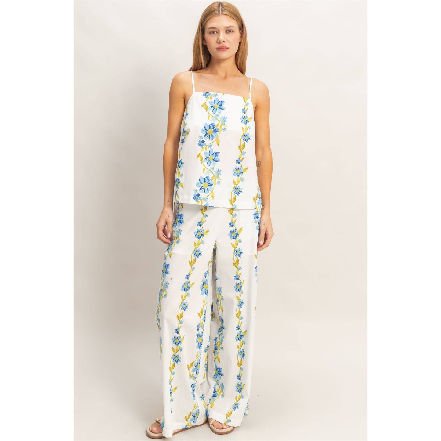 Floral Spaghetti Strap Top & Pants Set