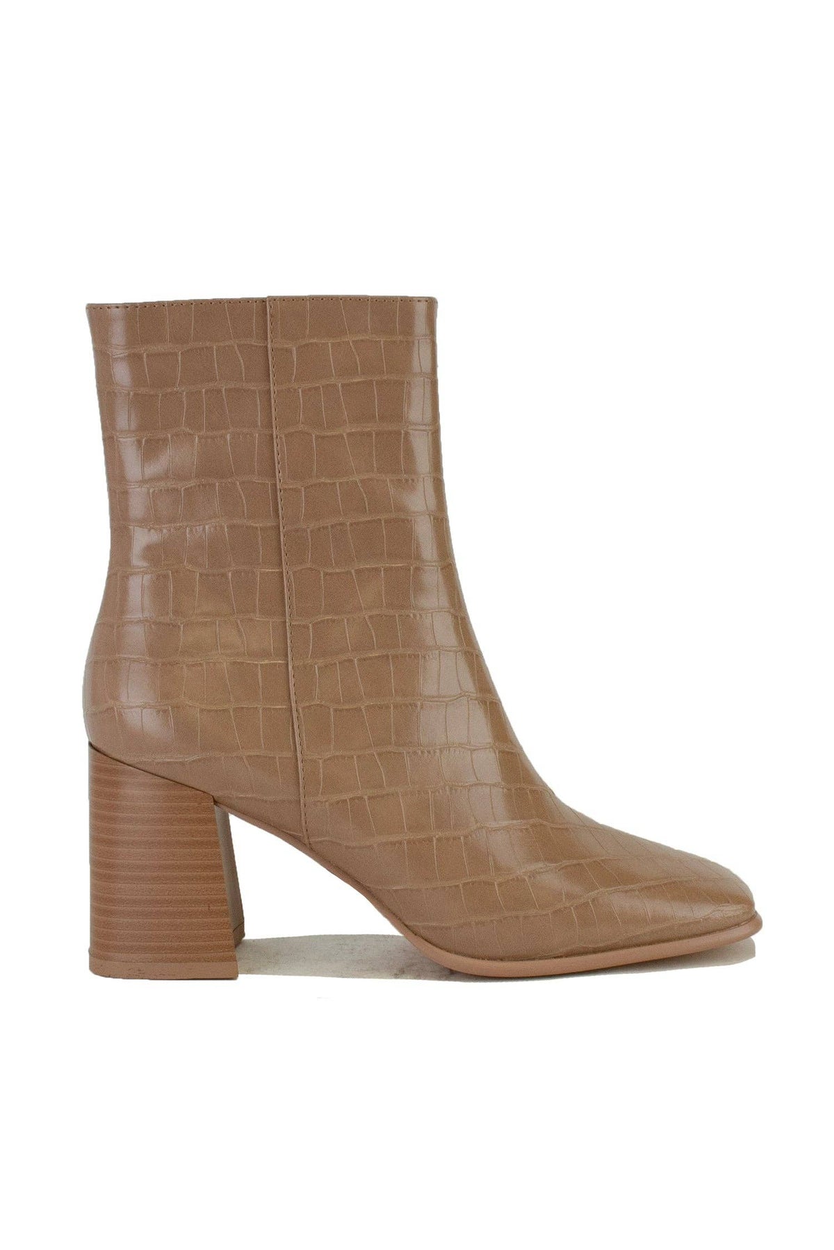 ANNA-03 Croc Embossed Ankle Boots
