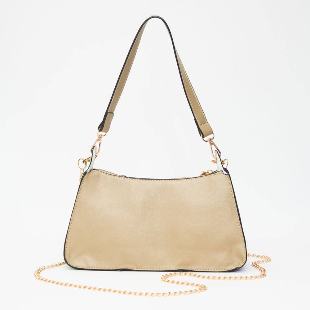 Faux Leather Mardi Gras Sparkle Front Shoulder Crossbody Bag