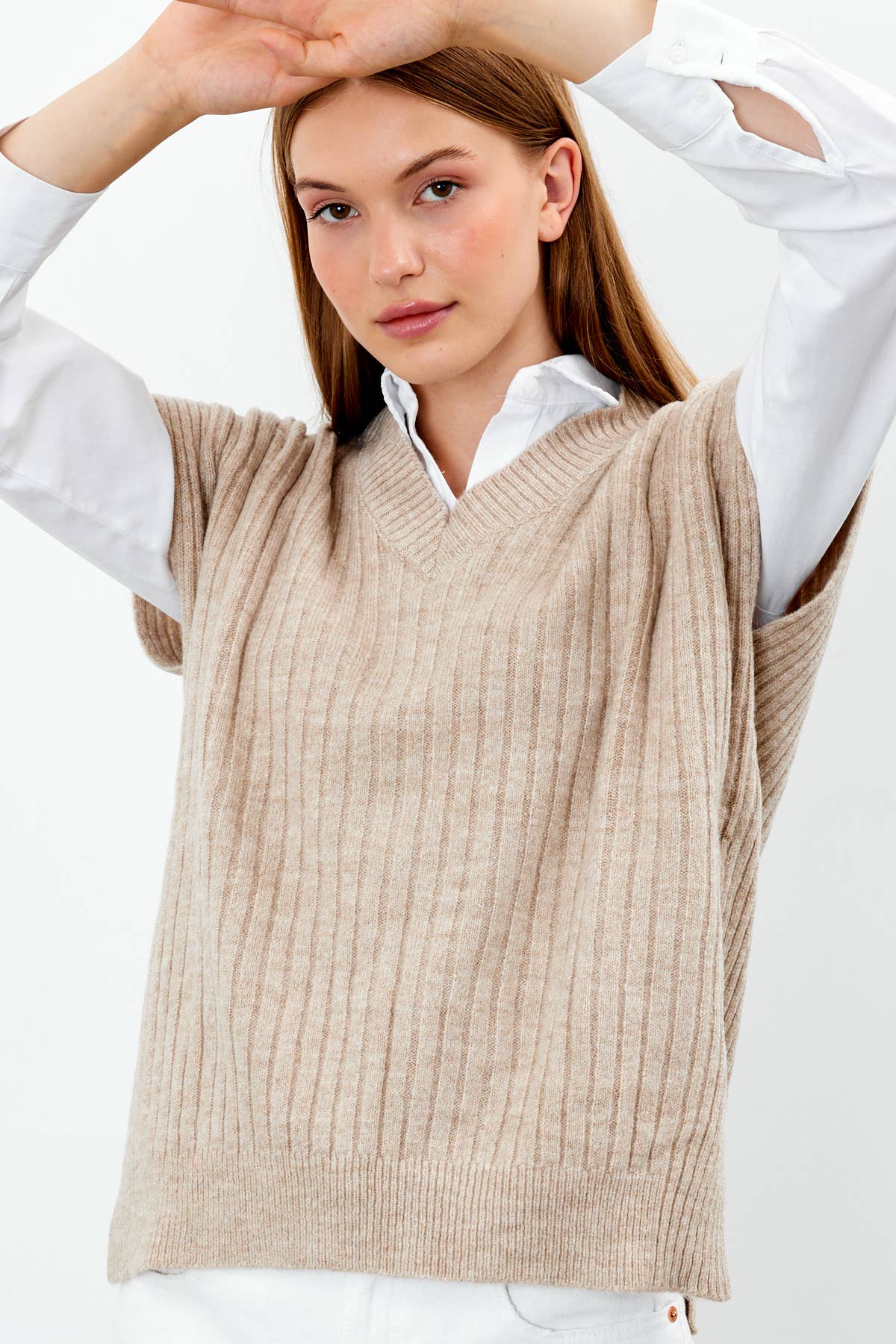 Knit Sweater Vest V Neck Oversized