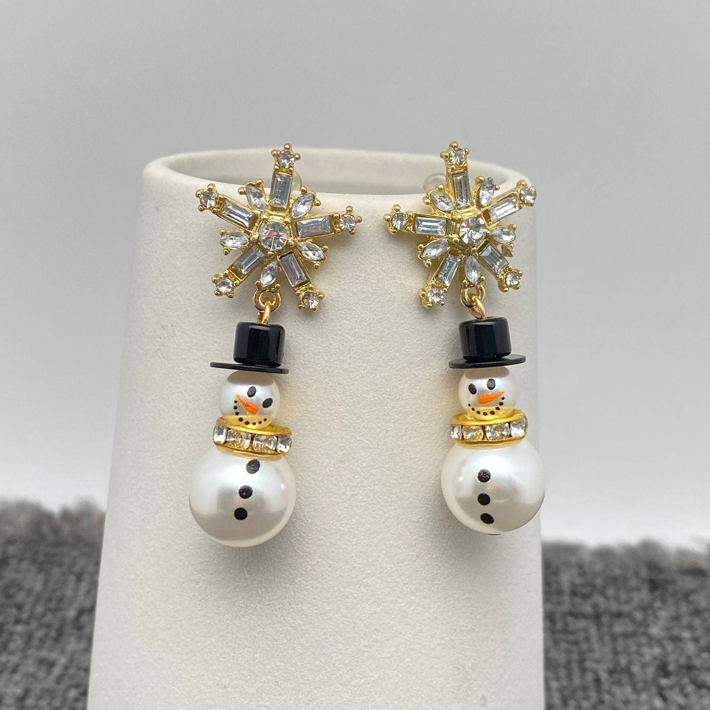 Christmas Jewelry Sparkling Snowman Snowflake Post Earrings