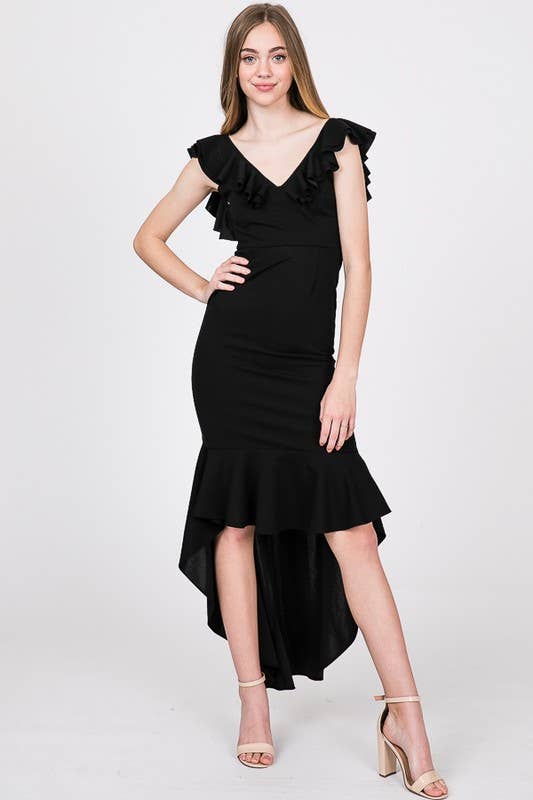 Casual Hi-Low Fishtail Midi Dress
