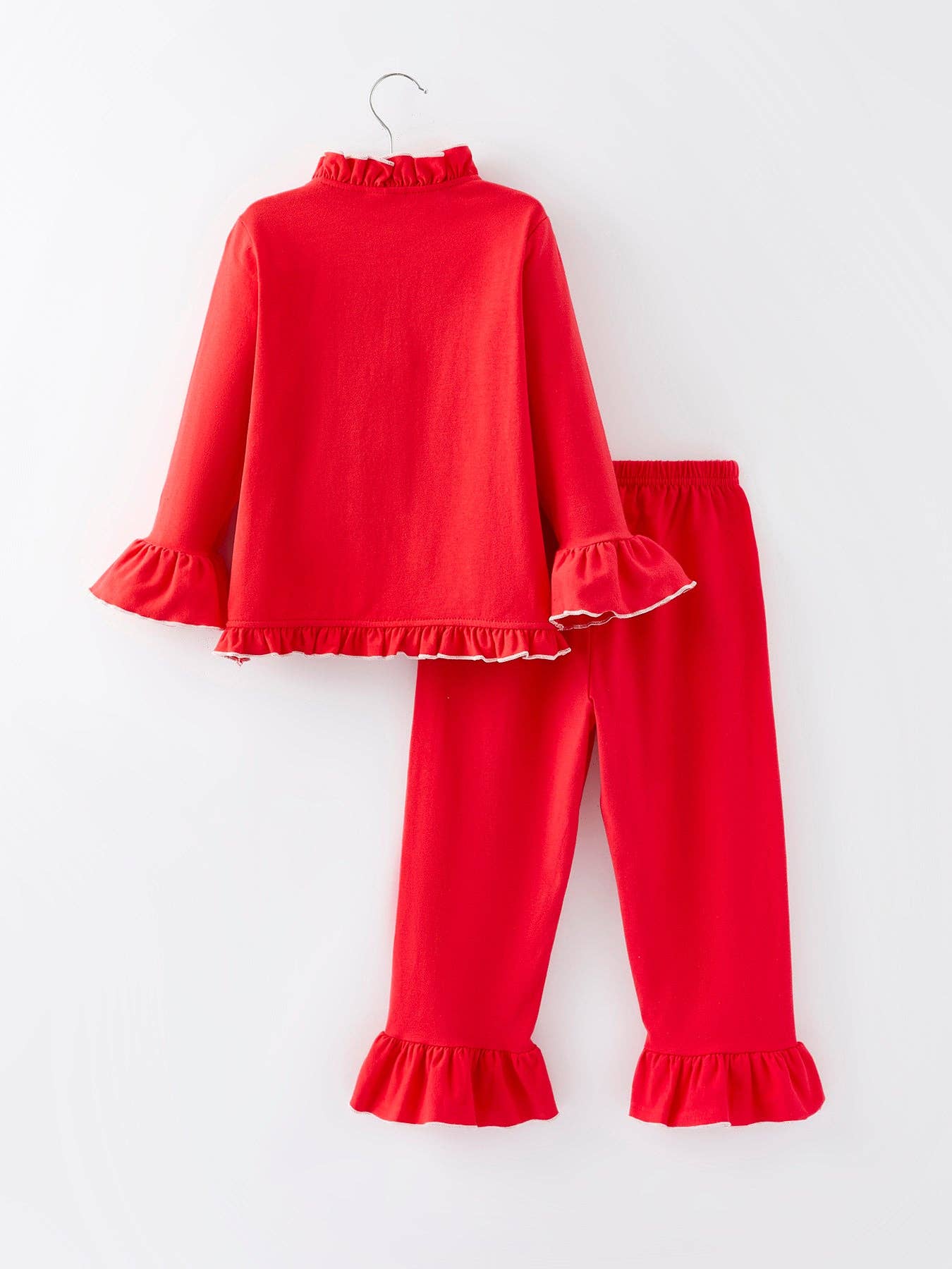 Christmas Red Girls Embroidered Pajamas: 2