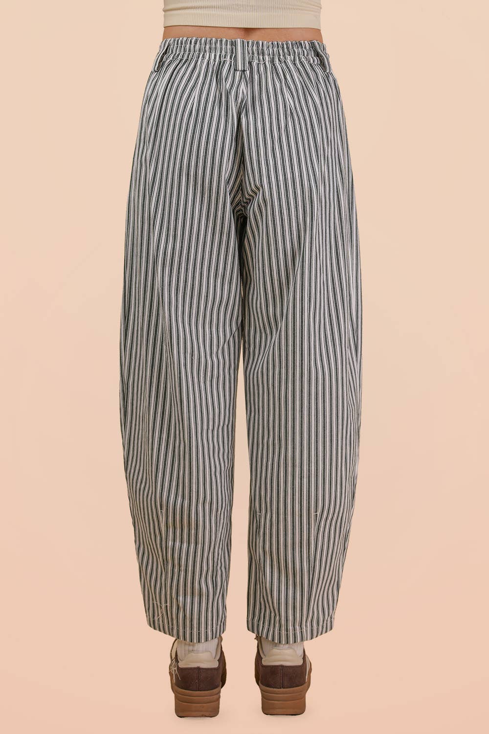 Striped Barrel Denim Pants