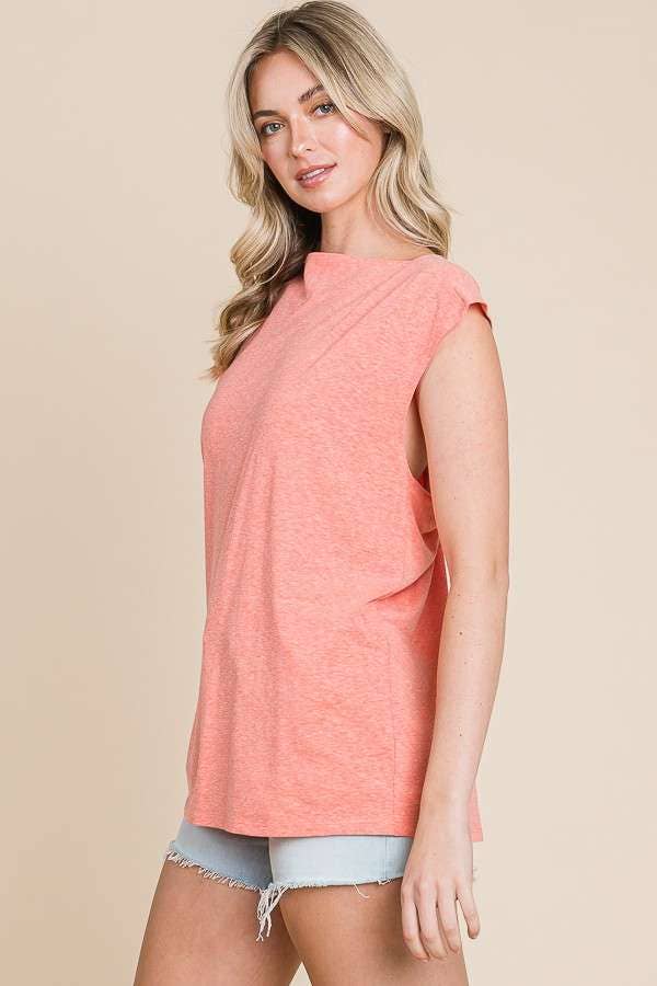 Cowl Neck Twist Drape Back Tank Top