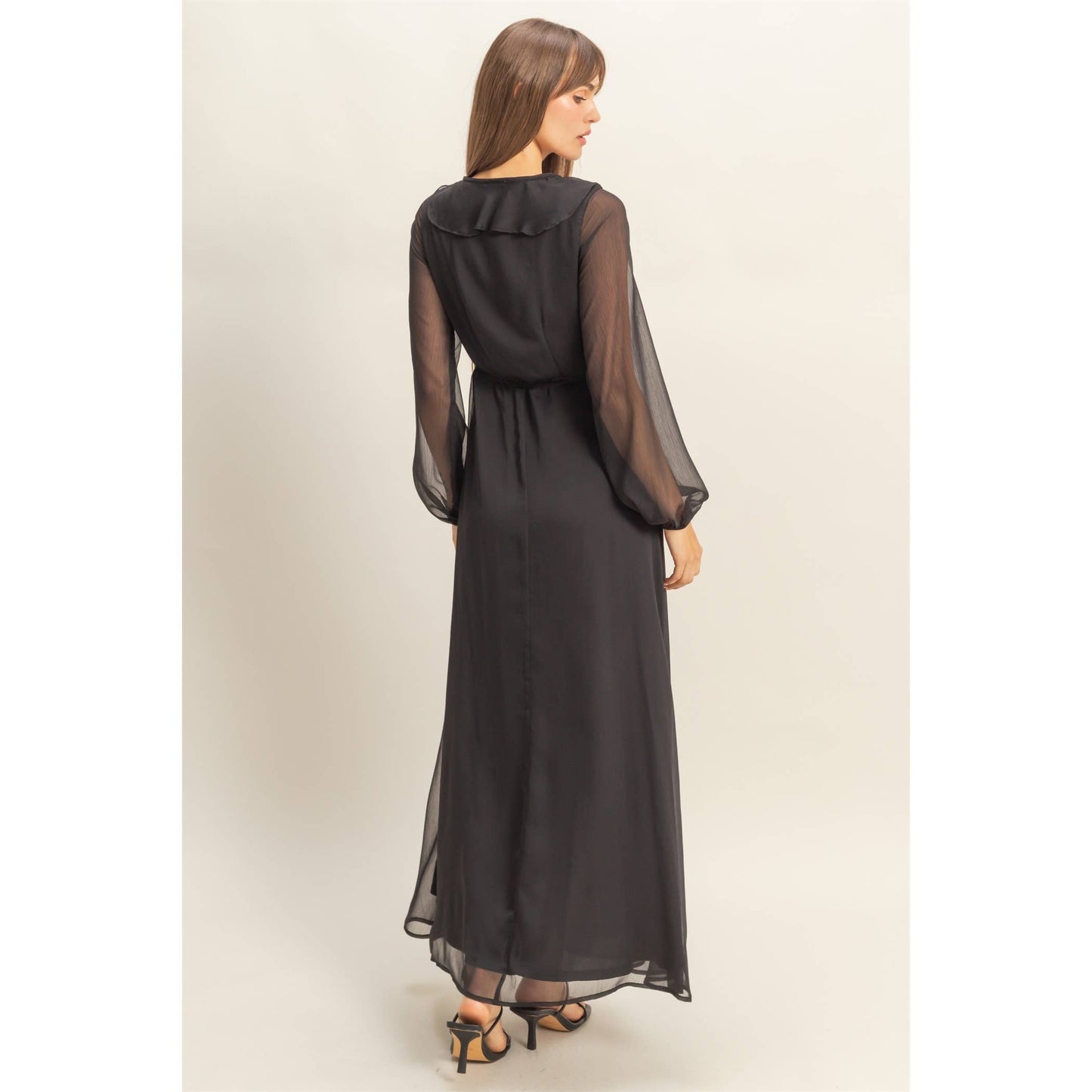 Long Sleeve Wrap Maxi Dress