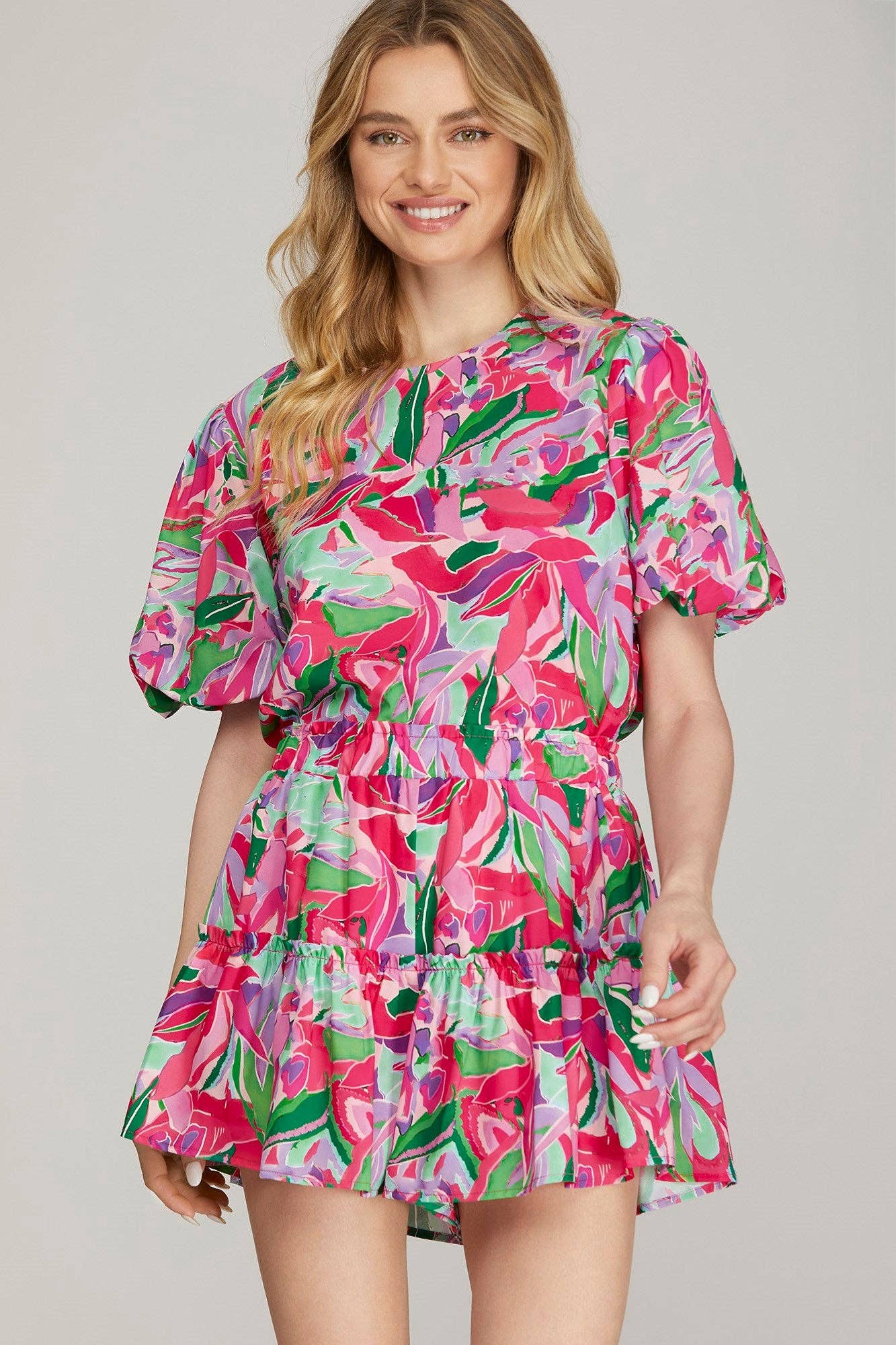 WOVEN FLORAL PRINT SHORTS