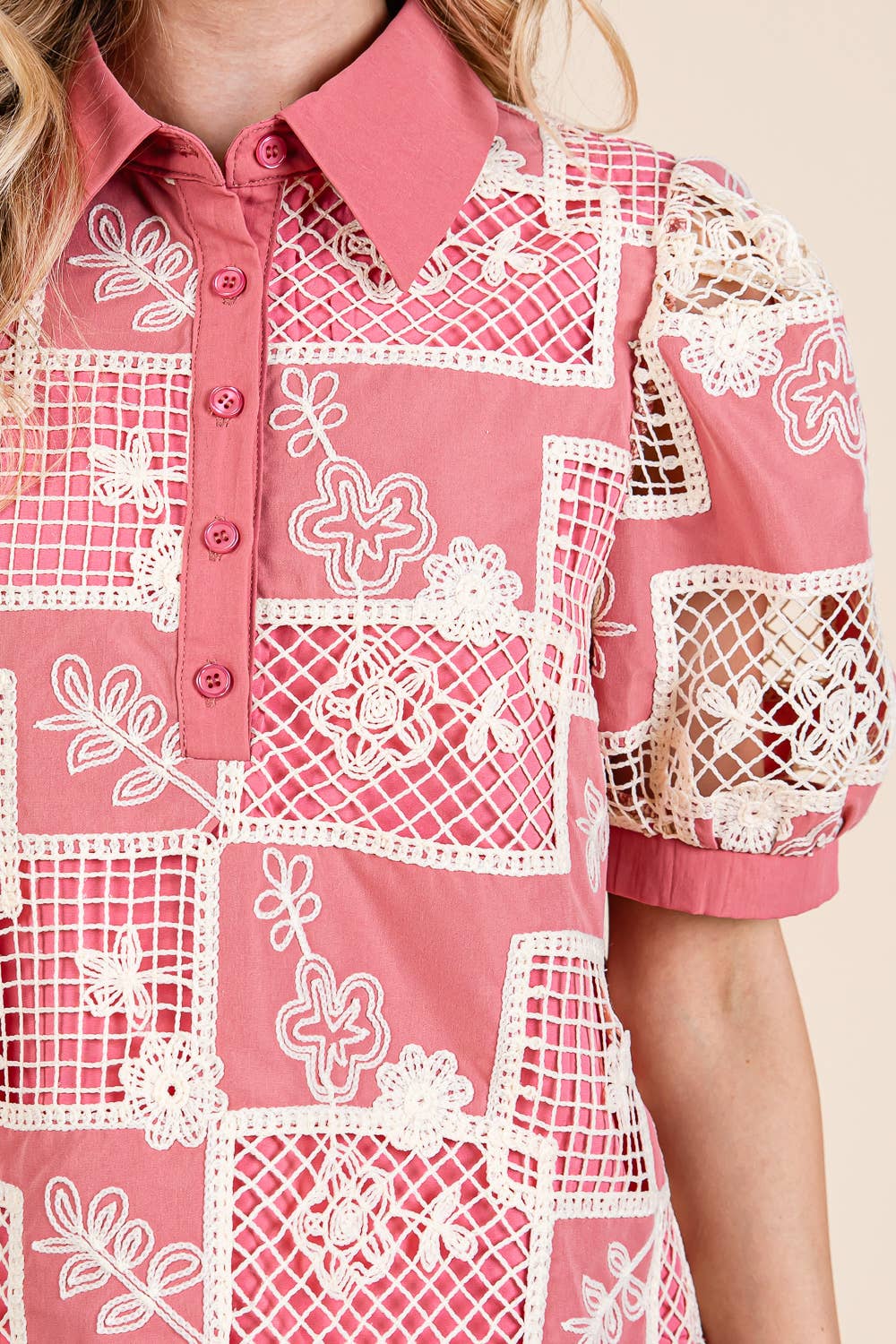 Floral & Geometric Embroidered 2-Piece Set