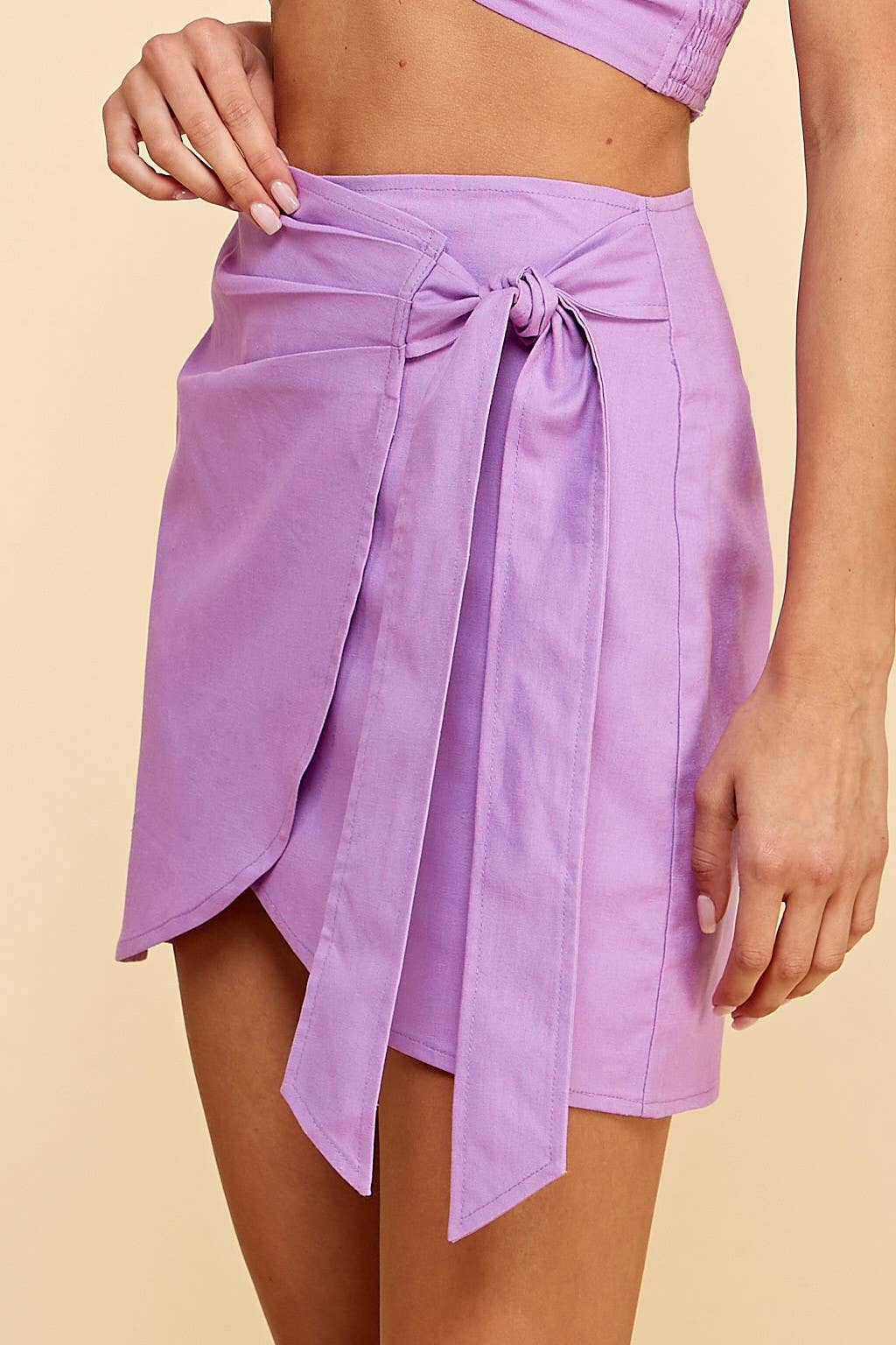 Lilac Wrap Mini Skirt