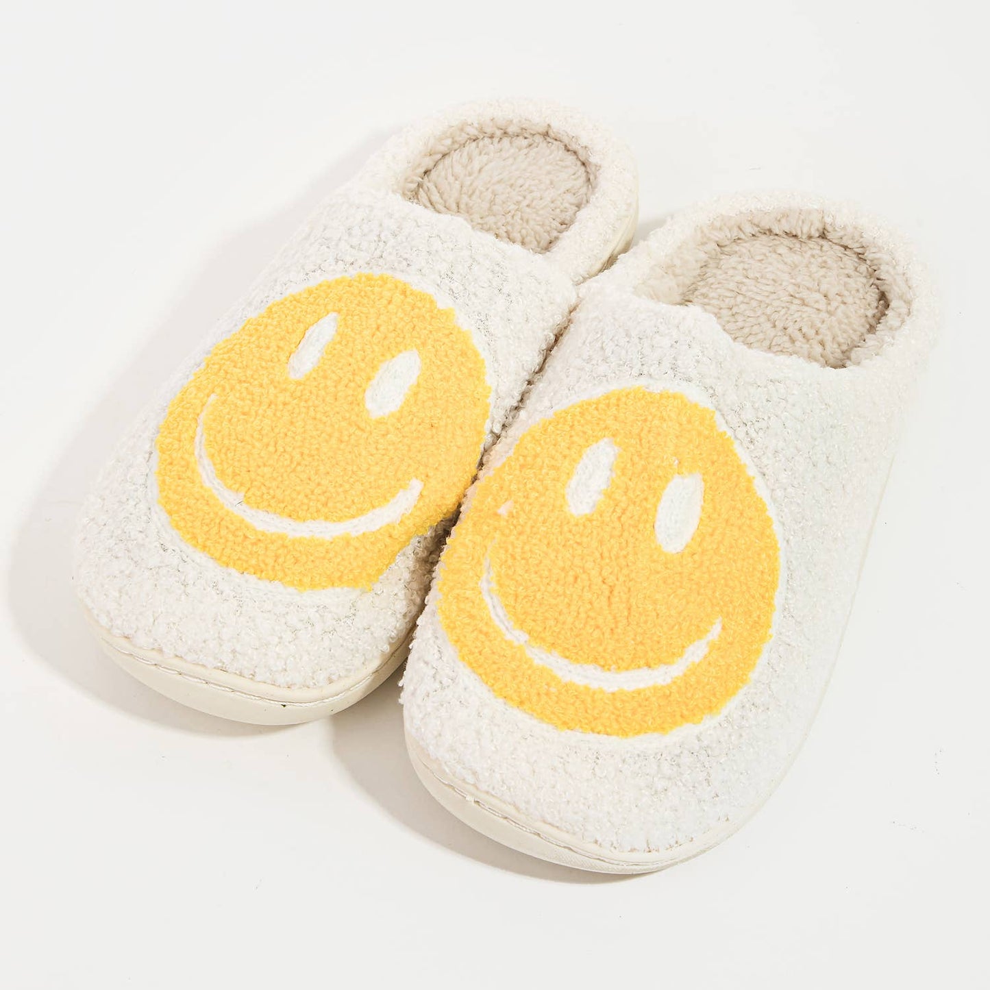 Happy Face Fuzzy Slippers ~ 7/8