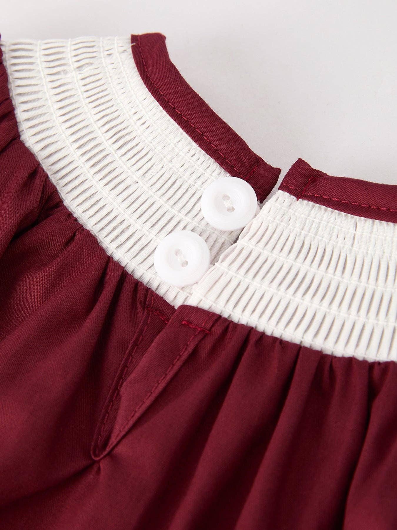 Dark Red Smocked Bishop Girls Bubble