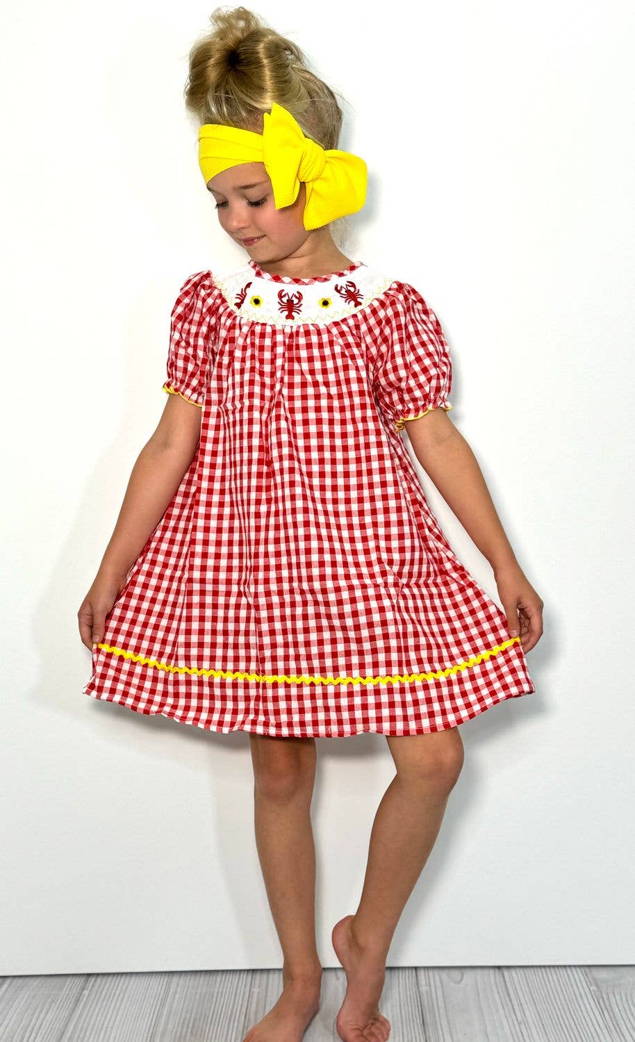 Crawfish Smocked Girls Dress