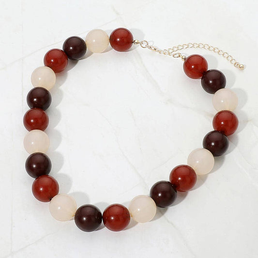 Bold Chunky Round Beaded Statement Necklace