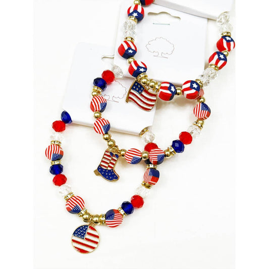 Beaded Stretch USA Charm Bracelet