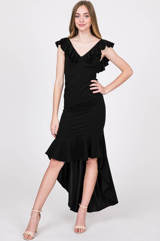 Casual Hi-Low Fishtail Midi Dress