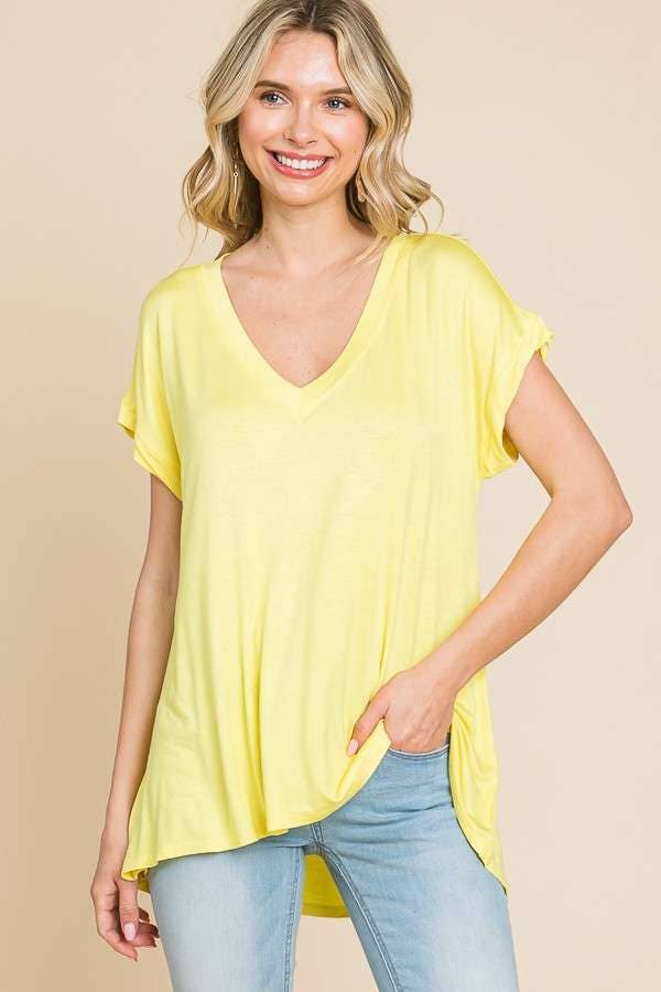 V Neck Flare Short Sleeve Top