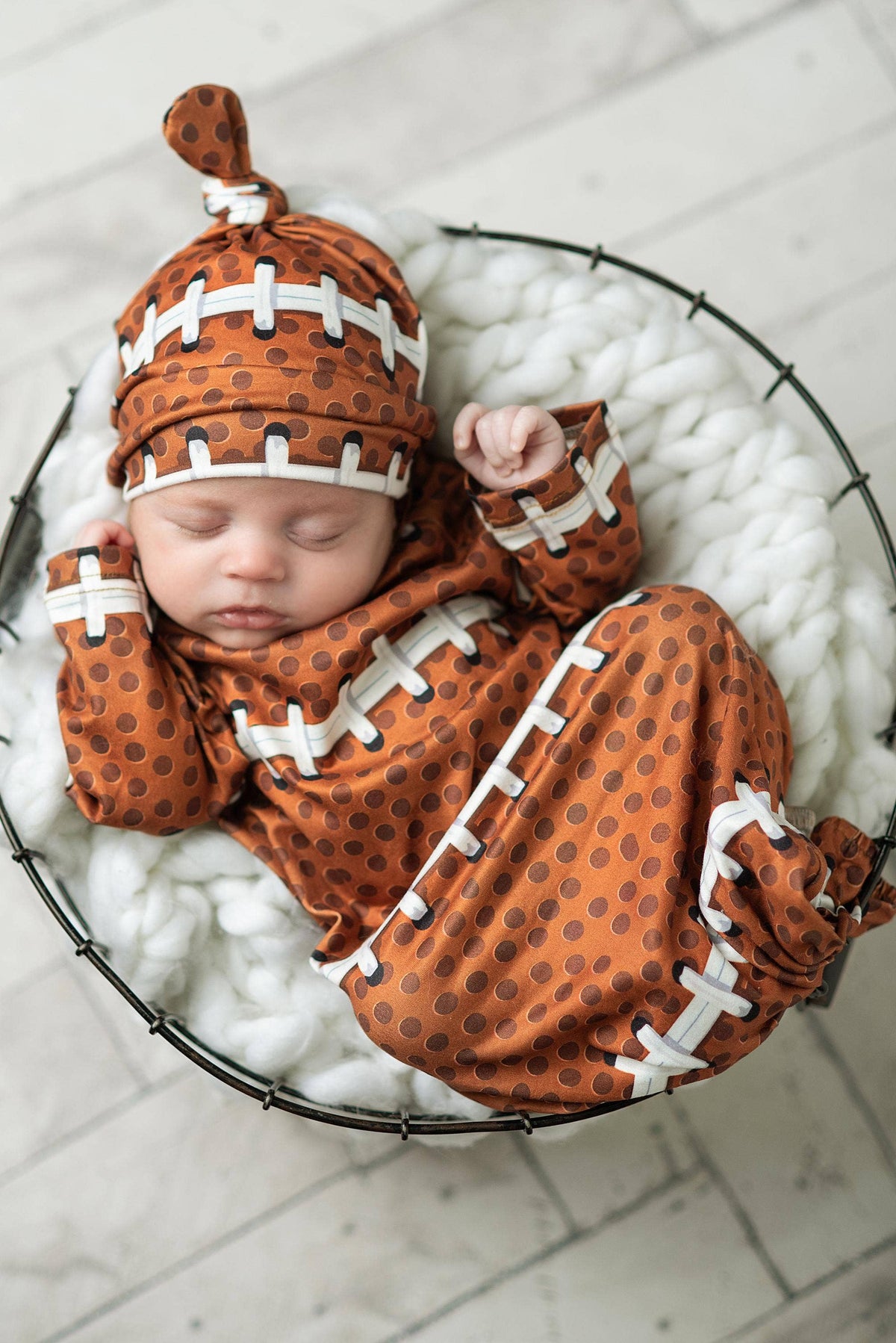 Infant Football Baby Gown and Hat Set: 0-3 Months