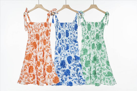 Cottage Floral Print Dress Women Summer boho dress