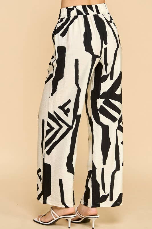 UNIQUE PRINT WIDE LEG PANTS