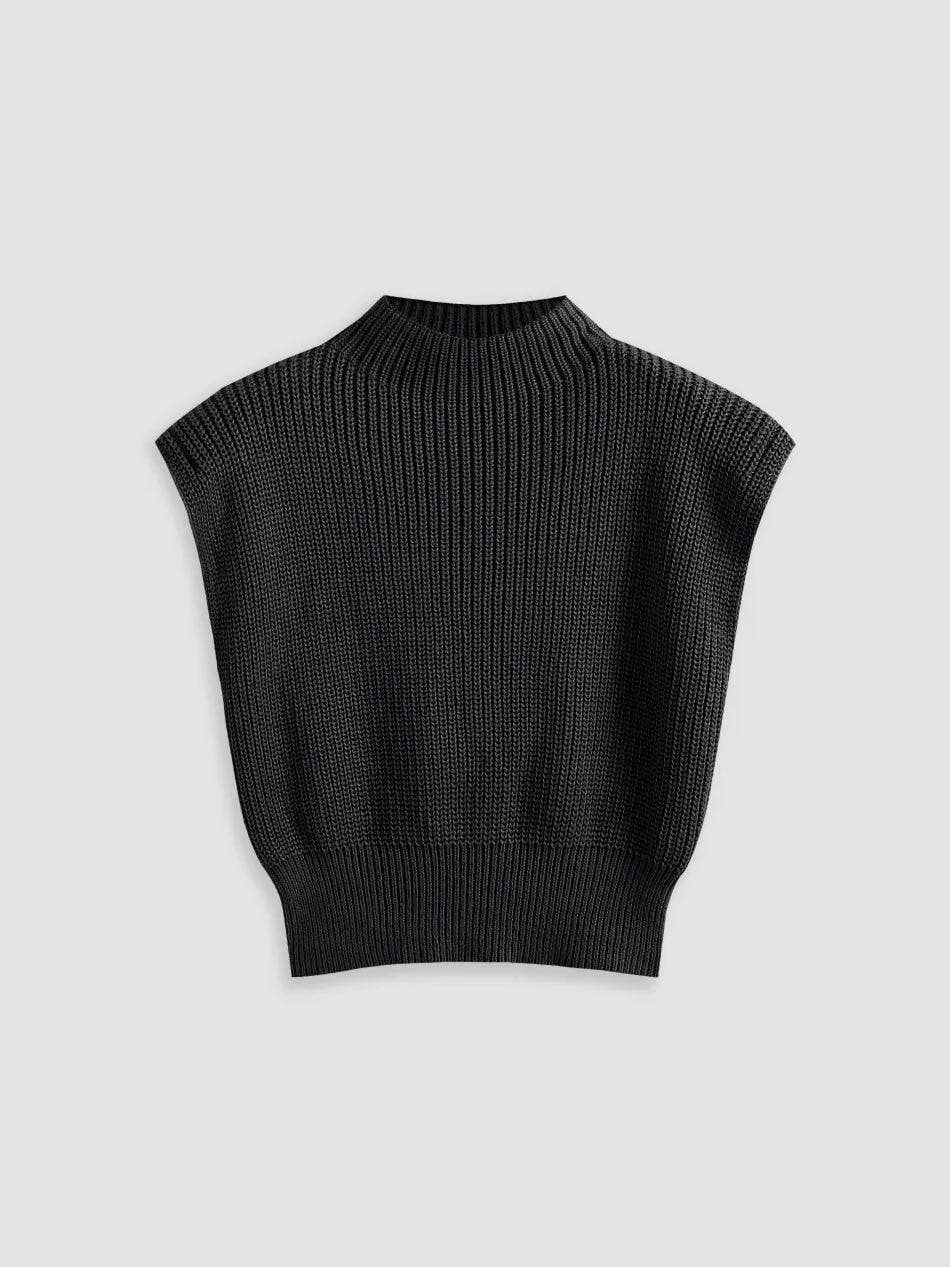 Cropped knit sleeveless sweater