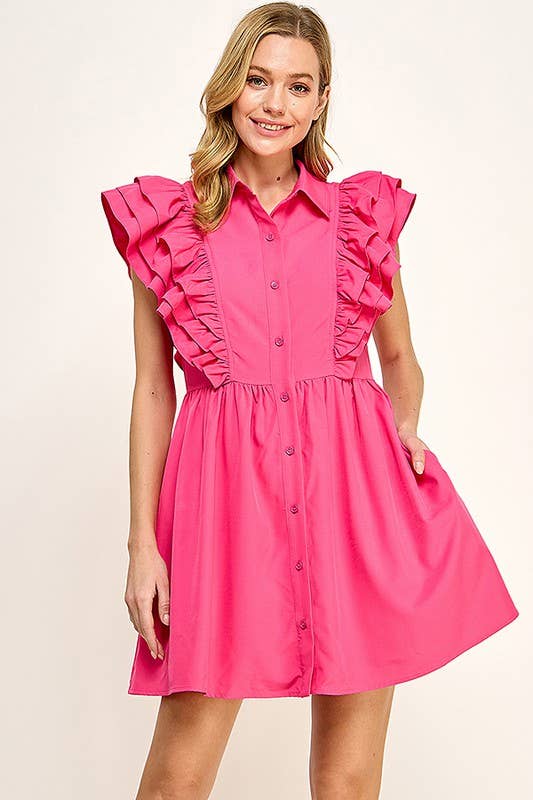 Camille Ruffle Button Down Dress
