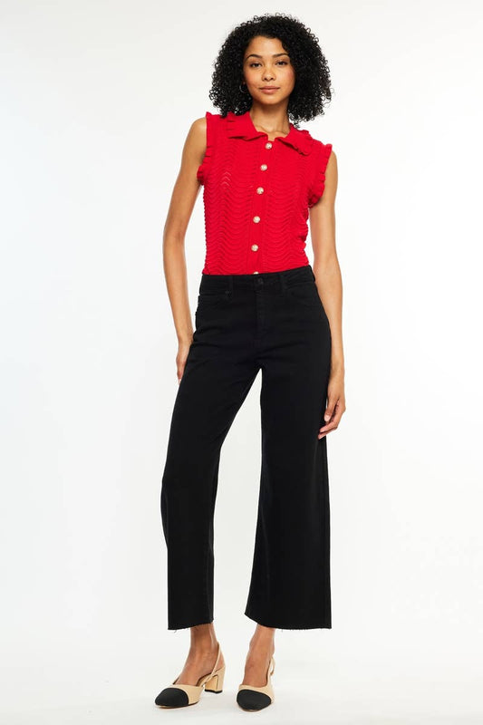 HIGH RISE CROP WIDE LEG JEANS