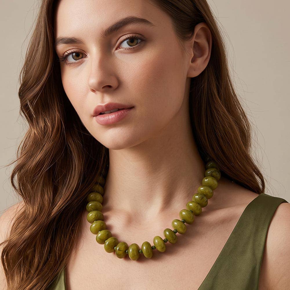 Chunky Beaded Statement Necklace (Multiple Colors)