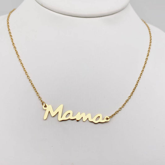 Mama Gold Plated Stainless Steel Charm Necklace