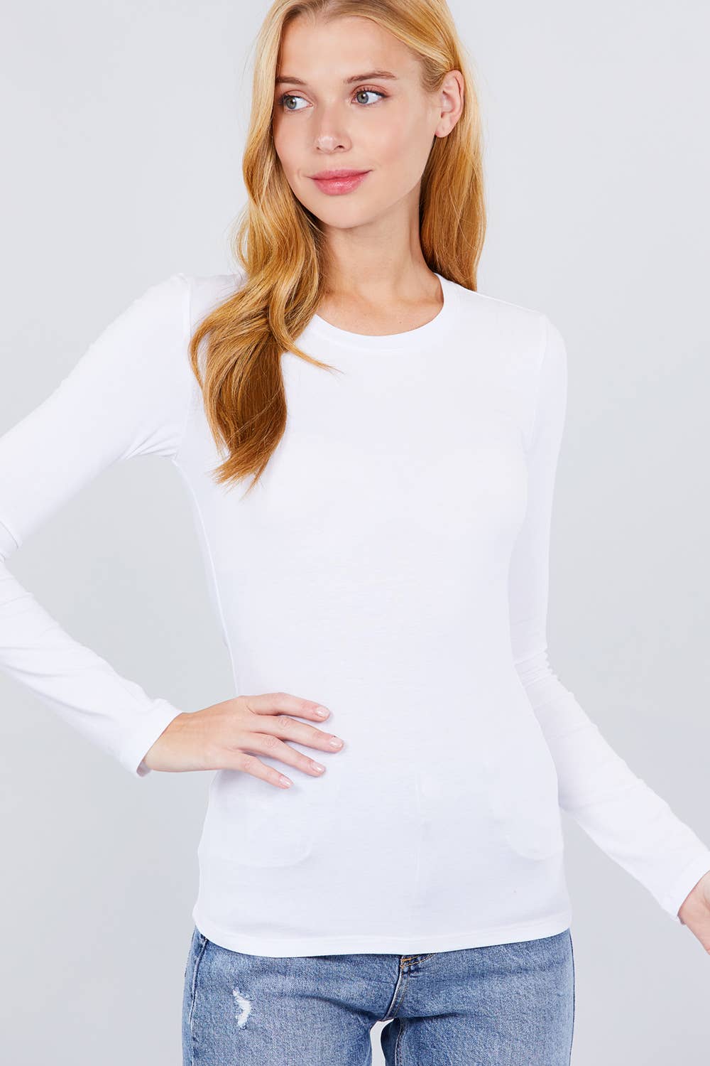 Long Sleeve Crew Neck Cotton Jersey Top