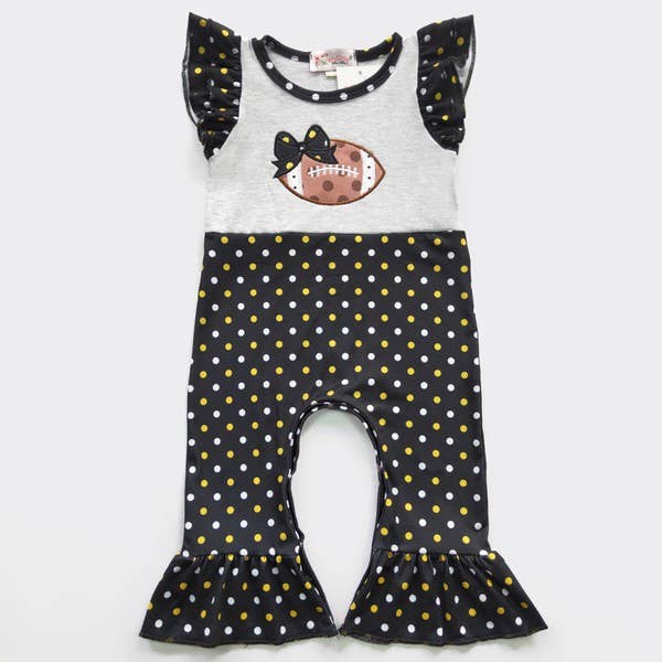 Black Football Dot Baby Romper