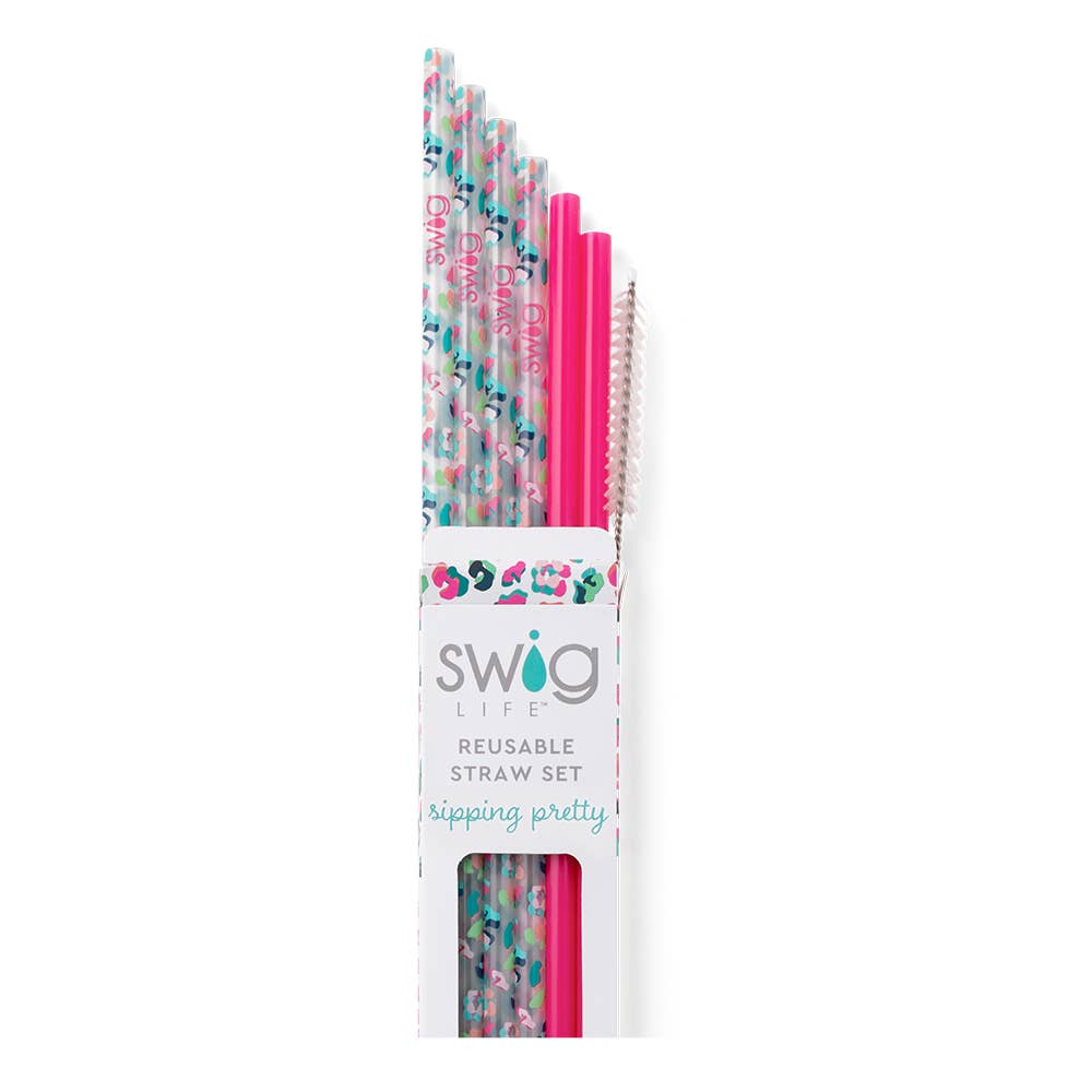 Party Animal + Hot Pink Reusable Straw Set