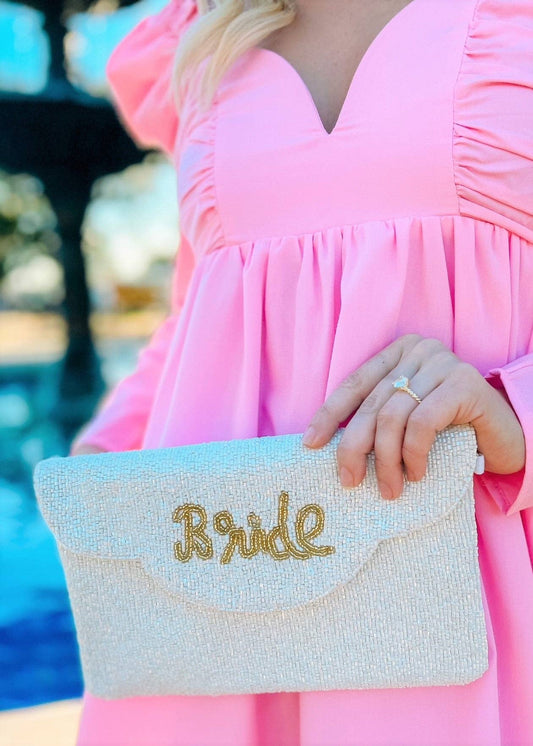 Scalloped Bride Beaded Crossbody WHITE