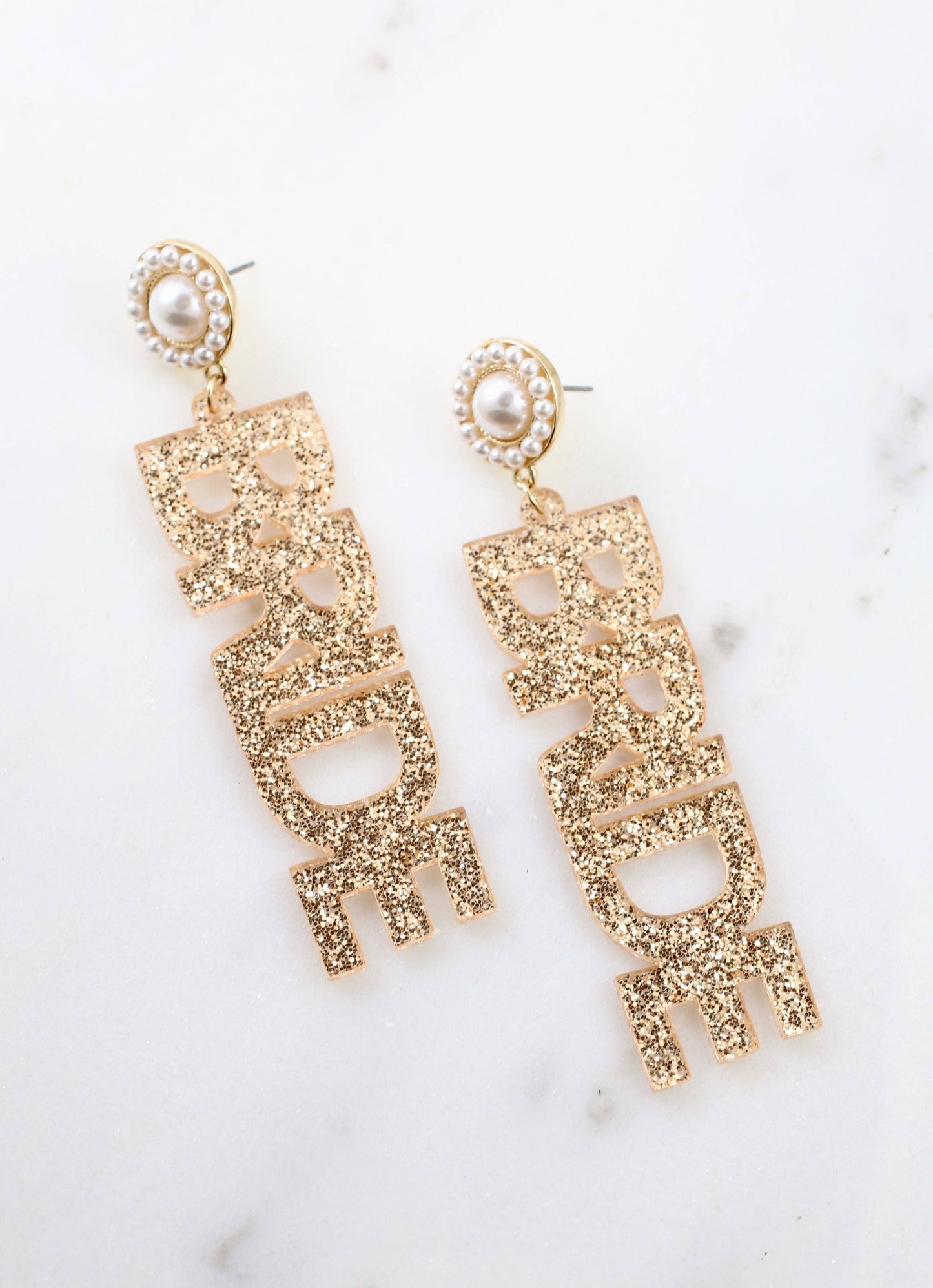 Glitter Acrylic Bride Earring GOLD