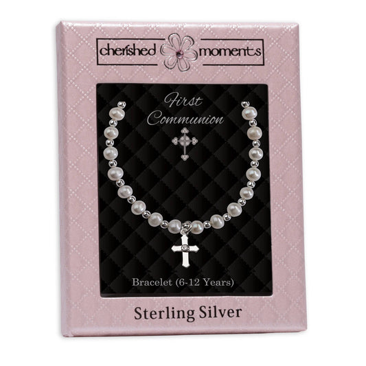 Sterling Silver Girls First Communion Cross Bracelet FCB-12