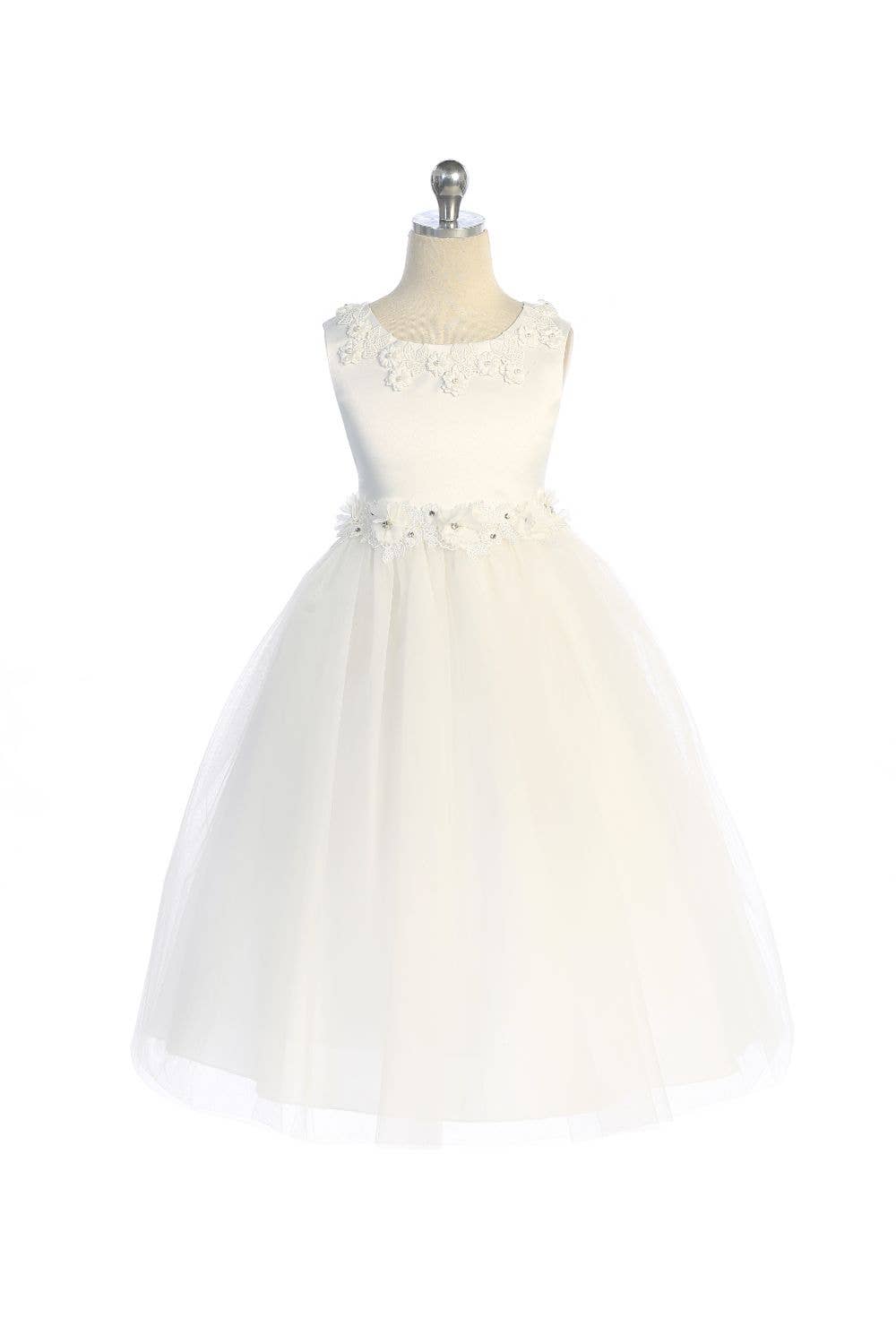 Princess Ballgown Dress w/ Floral Trim