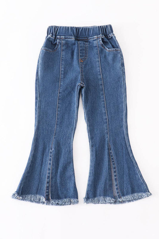 Navy open front girls denim jeans