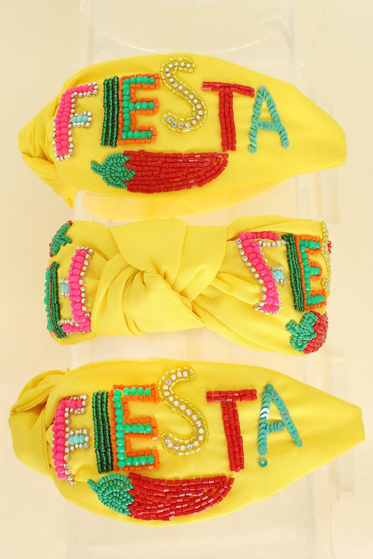 Fiesta Beaded Lettering Top Knotted Headband