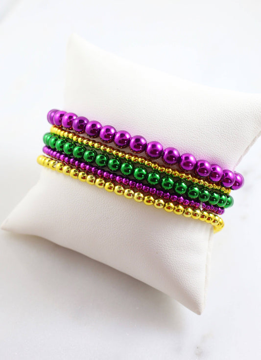 Mardi Gras Beaded Bracelet Set MULTI