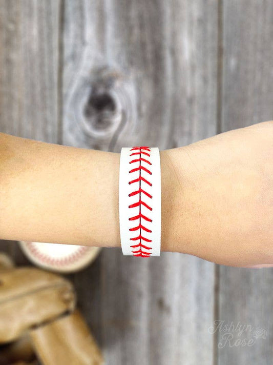 It's All About The Base White Red Baseball Snap Bracelet ~ One Size
