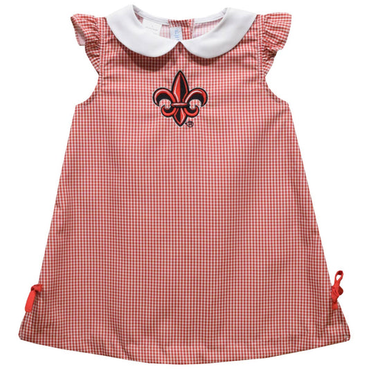 Louisiana at Lafayette Cajuns Embroid Gingham A Line Dress